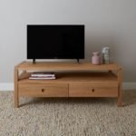 Teak TV Stand With Two Storage Drawers