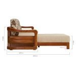 Teak Wood Sectional Sofa Set (2 Seats+ Lounger) - Image 10