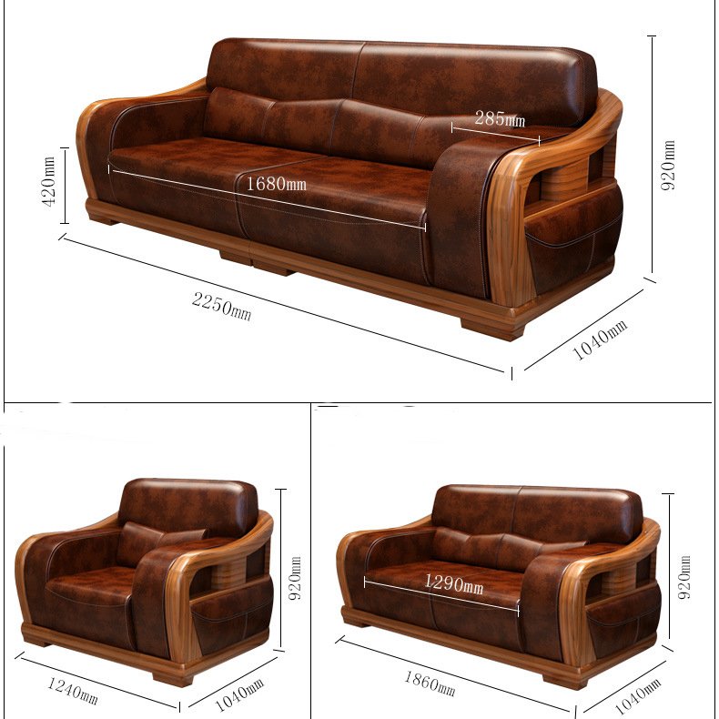 Modern Style Teak Wood Leatherite, Leather Sofa With Wooden Frame