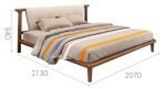 Teak Wood Minimal Upholstered Bed - Image 5