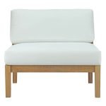 Outdoor Teak Armless Chair with Cushions - Image 2