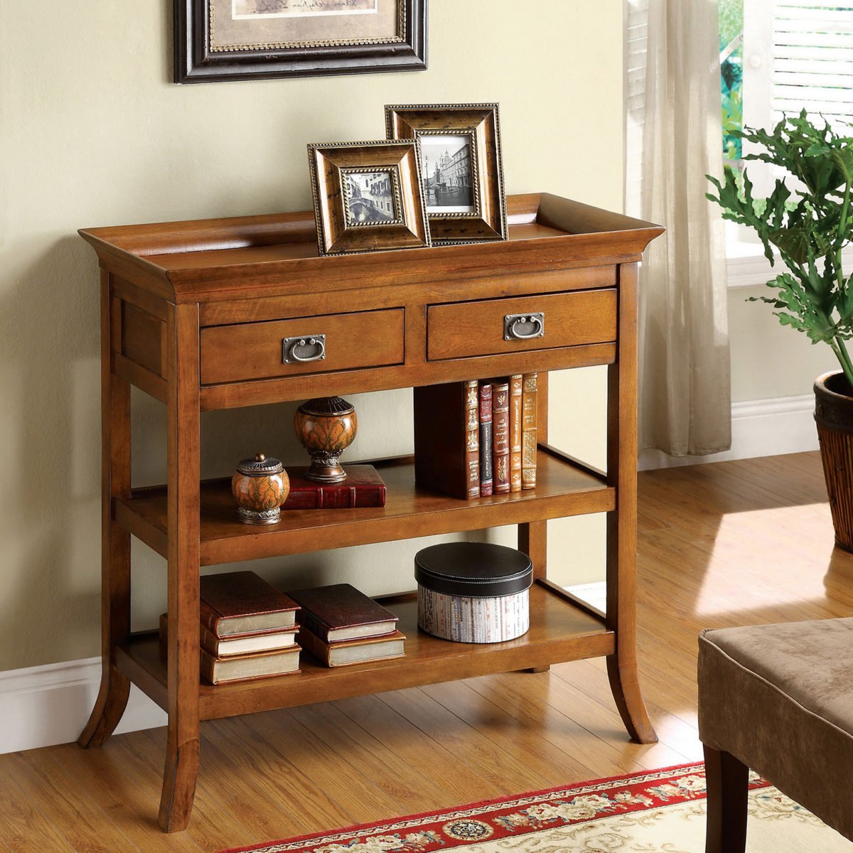 Buy Teak Finish Wood Bottom Trays 2-drawer End Table Online | TeakLab