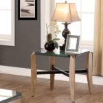 Teak Contemporary Glass Top End Table