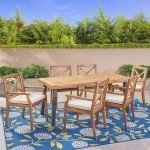Outdoor 7 Piece Teak Wood Dining Set