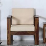 Teak Wood One Seater Sofa