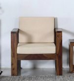 Teak Wood One Seater Sofa