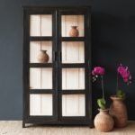 BLACK CABINET WITH PINK INTERIOR