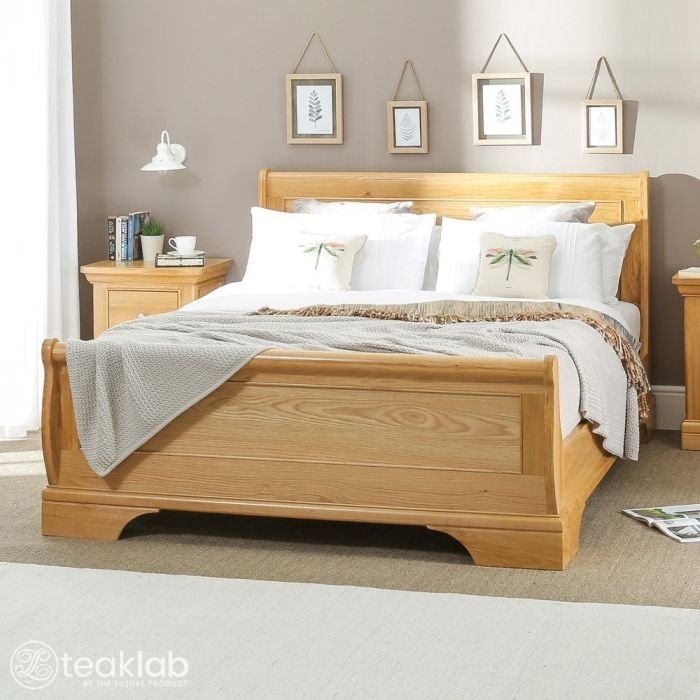 French Design Teak Wood Double Bed, French Wooden Bedroom Furniture