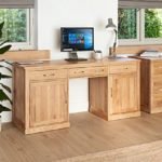 Teak Large Hidden Office Twin Pedestal Desk