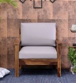 Teak Wood Single Seater Sofa