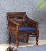 Teak Wood Handcrafted One Seater Sofa - Image 5