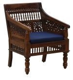 Teak Wood Handcrafted One Seater Sofa - Image 7