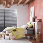 Teak Wood Modern Bed Upholstered Headboard - Image 2