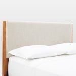 Teak Wood Modern Bed Upholstered Headboard - Image 9