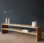 TEAK TV CONSOLE WITH SHELF