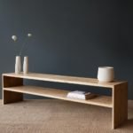 TEAK TV CONSOLE WITH SHELF