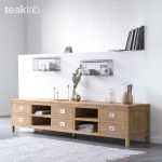 Large Natural Teak Multimedia Unit/ Sideboard