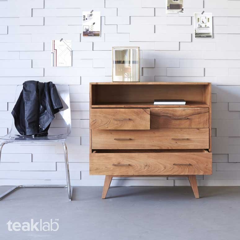 Teak-Chest-of-4-Drawers-Cab Teak Chest of 4 Drawers Cabinet - Image 1