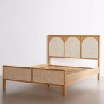 Retro Teak Wood Woven Cane Bed - Image 3