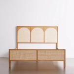 Retro Teak Wood Woven Cane Bed - Image 4