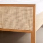 Retro Teak Wood Woven Cane Bed - Image 5