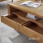 Traditional Rattan Teak Wood Coffee Table - Image 2