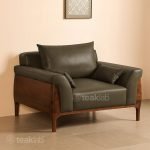 Timeless Teak Wood Sofa with Rich Leatherette Seating - Image 3