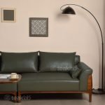 Timeless Teak Wood Sofa with Rich Leatherette Seating - Image 10