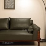 Timeless Teak Wood Sofa with Rich Leatherette Seating - Image 8