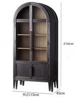 Elegant Black Teak Wood Crockery Cabinet – Stylish 4-Door Design with Glass Panels - Image 6