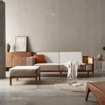 Nordic Style Teak Wood Rattan Sofa - Image 3