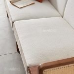 Nordic Style Teak Wood Rattan Sofa - Image 10