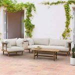 Indoor-Outdoor Teak Sofa – All-Weather Comfort & Timeless Style