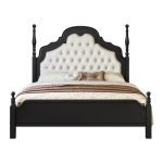 Regal Elegance: Tufted Teak Poster Bed - Image 7