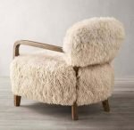 Nordic Cozy: Faux Fur Lounge Chair with Teak Frame - Image 3