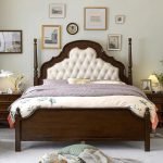 Regal Elegance: Tufted Teak Poster Bed - Image 3