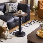 Vintage Turned Teak Wood Side Table – Matte Black Finish