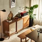 Mid-Century Teak Wood Sideboard with Cane Doors - Image 4