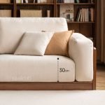 Modern Teak Wood Slatted Sofa with Plush Upholstery - Image 4