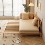 Teak Wood Sofa Cum Bed with Modern Minimalist Design - Image 2